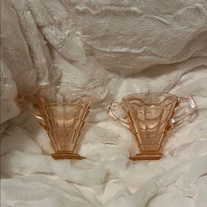 Indiana Pink Tea Room 4" Creamer And Sugar